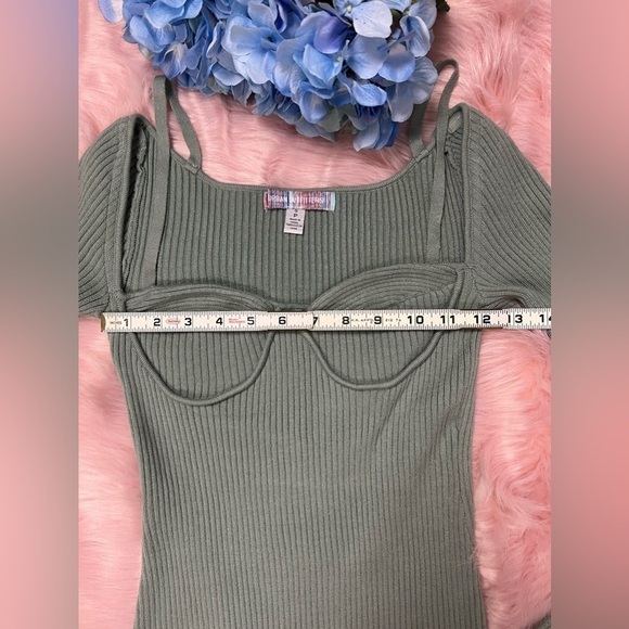 Urban Outfitters Jezebel Ribbed Corset Style Mini Dress Green Sz S - Picture 8 of 10